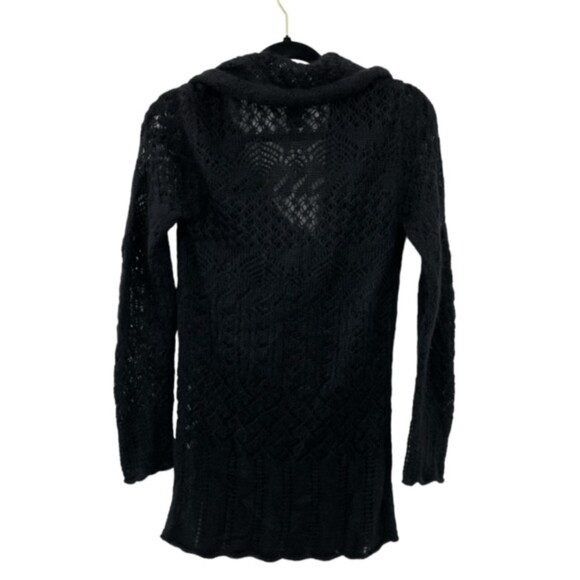 Theory Black Mohair Wool Blend Long Sleeve Open Knit Cowl Neck Tunic Sweater M - Picture 2 of 4